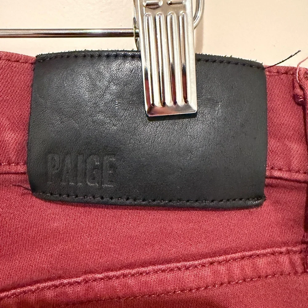 PAIGE Federal Slim Straight Jeans 31x33 Brick Red Made in USA
